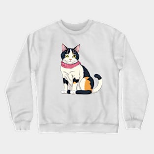 Funny cute kitty kitten fashion scarf hipster cat Crewneck Sweatshirt